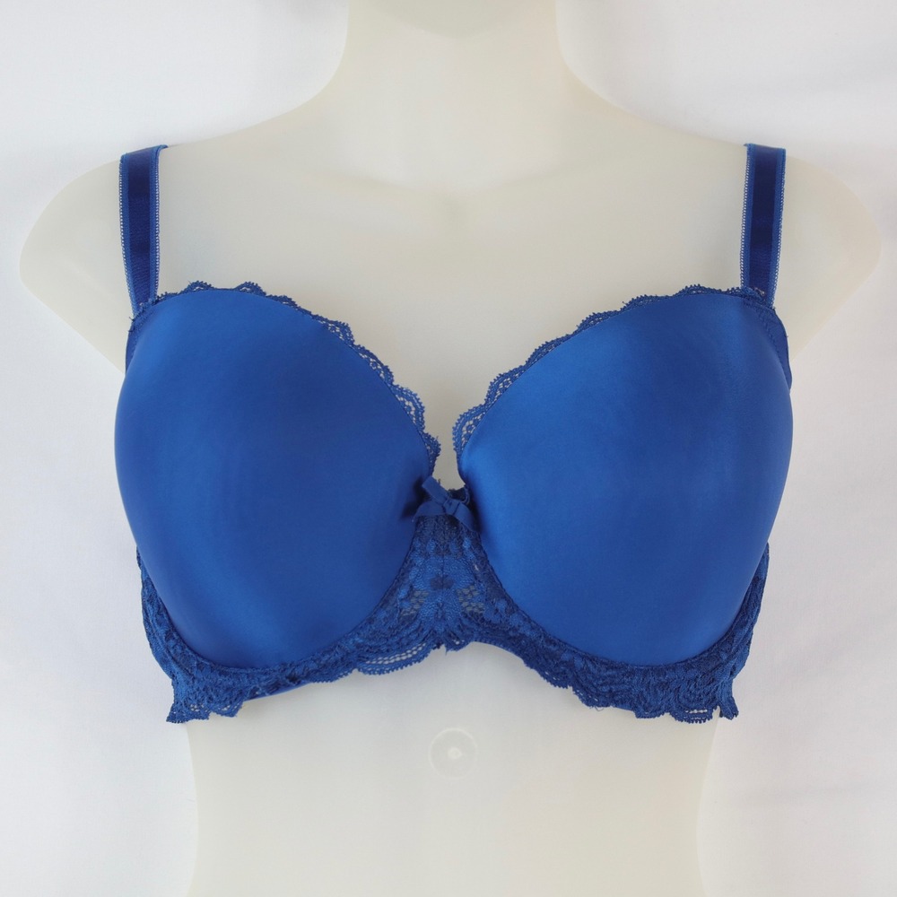 Victorias Secret Blue Dream Angels Lined Demi Lace Back Bra Size 34DDD